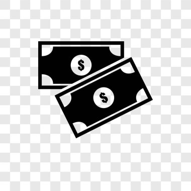 Saydam arka plan üzerinde para şeffaflık logo kavramı izole para vektör simgesi