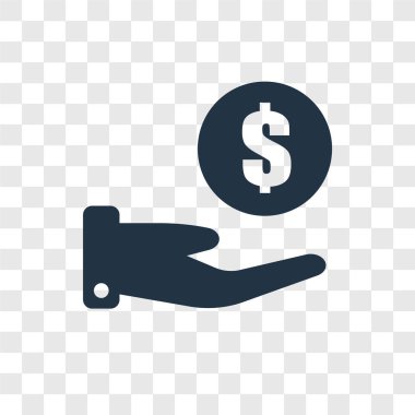 Saydam arka plan üzerinde sikke şeffaflık logo kavramı izole sikke vektör simgesi