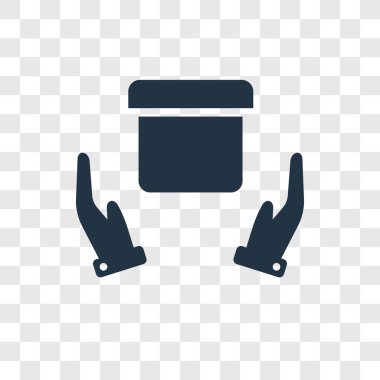 Saydam arka plan üzerinde paket şeffaflık logo kavramı izole paket vektör simgesi