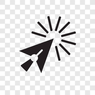 Şeffaf arka plan üzerinde tıkırtı şeffaflık logo kavramı izole vektör simgesini tıklatın