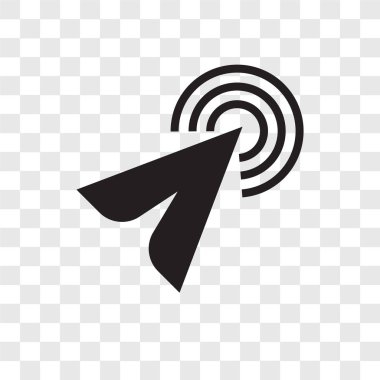 Şeffaf arka plan üzerinde tıkırtı şeffaflık logo kavramı izole vektör simgesini tıklatın