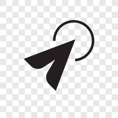 Şeffaf arka plan üzerinde tıkırtı şeffaflık logo kavramı izole vektör simgesini tıklatın