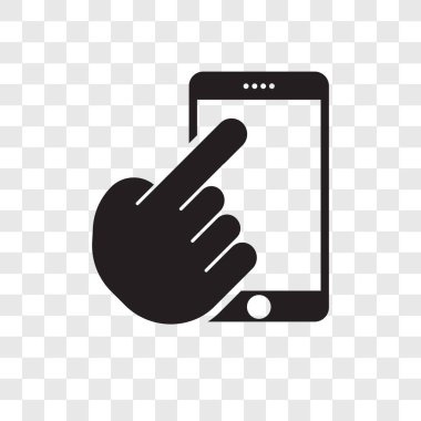 Saydam arka plan üzerinde dokunun şeffaflık logo kavramı izole vektör simgesine dokunun