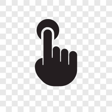 Saydam arka plan üzerinde dokunun şeffaflık logo kavramı izole vektör simgesine dokunun