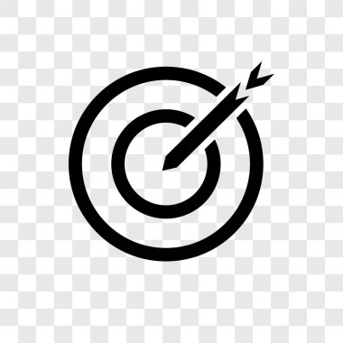 Saydam arka plan üzerinde hedef şeffaflık logo kavramı izole hedef vektör simgesi