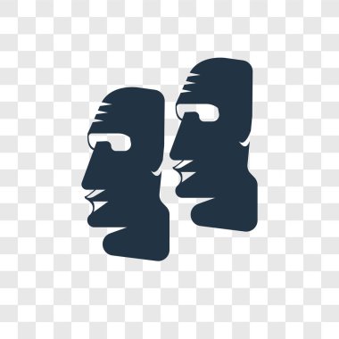 Saydam arka plan üzerinde Moai şeffaflık logo kavramı izole Moai vektör simgesi