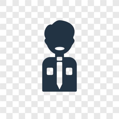 Saydam arka plan üzerinde işadamı şeffaflık logo kavramı izole iş adamı vektör simgesi