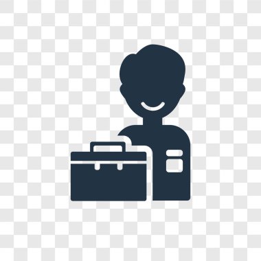 Saydam arka plan üzerinde işçi şeffaflık logo kavramı izole alt vektör simgesi