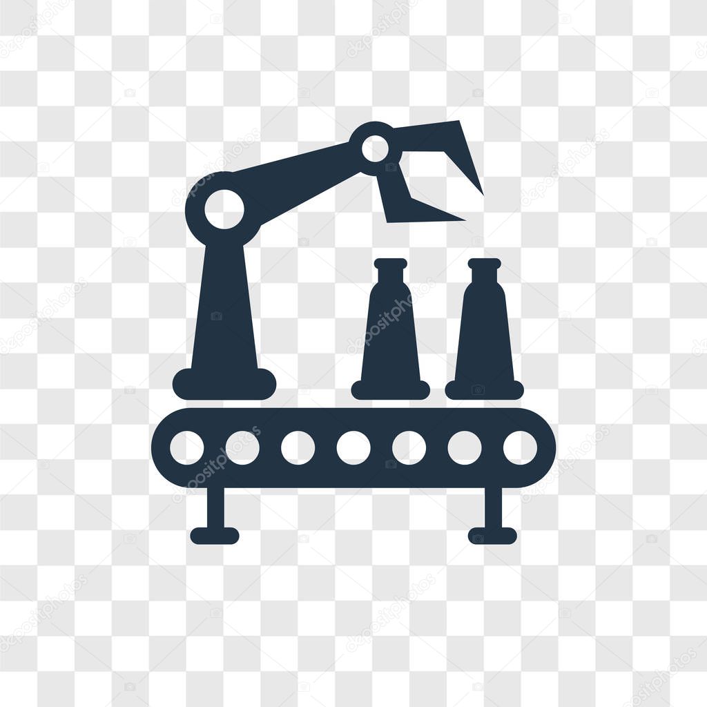 Conveyor vector icon isolated on transparent background, Conveyor transparency logo concept