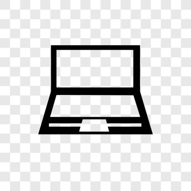 Saydam arka plan üzerinde Laptop şeffaflık logo kavramı izole dizüstü vektör simgesi