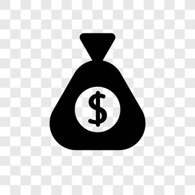 Saydam arka plan üzerinde para şeffaflık logo kavramı izole para vektör simgesi