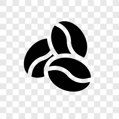 Saydam arka plan üzerinde kahve çekirdeği şeffaflık logo kavramı izole kahve çekirdeği vektör simgesi