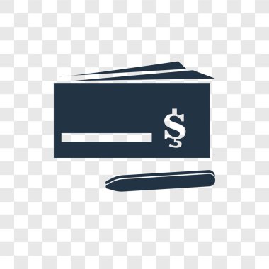 Saydam arka plan üzerinde çek şeffaflık logo kavramı izole çek vektör simgesi