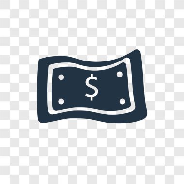 Saydam arka plan üzerinde para şeffaflık logo kavramı izole para vektör simgesi