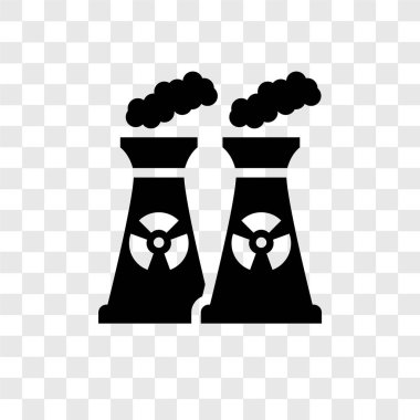 Saydam arka plan üzerinde nükleer santral şeffaflık logo kavramı izole nükleer santral vektör simgesi