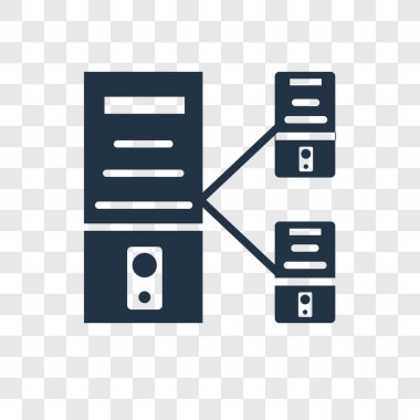 Saydam arka plan üzerinde sunucu şeffaflık logo kavramını izole sunucu vektör simgesi