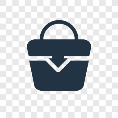 Saydam arka plan üzerinde plaj çantası şeffaflık logo kavramı izole plaj çanta vektör simgesi