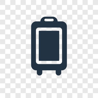 Saydam arka plan üzerinde bavul şeffaflık logo kavramı izole bavul vektör simgesi