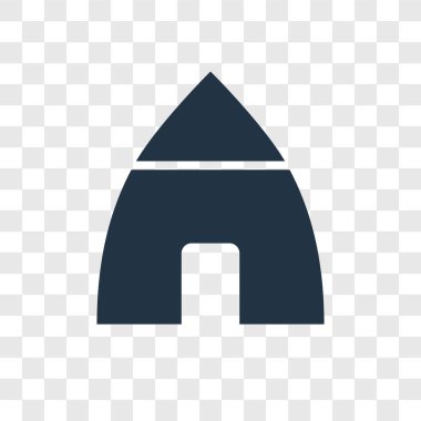 Saydam arka plan üzerinde çadır şeffaflık logo kavramı izole çadır vektör simgesi