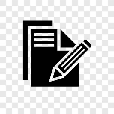 Kağıt ve kalem vektör simgesi üzerinde şeffaf arka plan, izole kağıt ve kalem şeffaflık logo kavramı