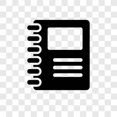 Saydam arka plan üzerinde Sketchbook şeffaflık logo kavramı izole sketchbook vektör simgesi