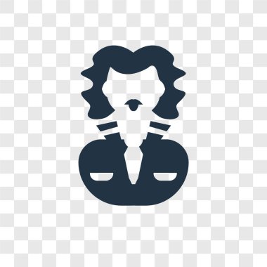 Saydam arka plan üzerinde avukat şeffaflık logo kavramı izole avukat vektör simgesi