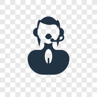 Saydam arka plan üzerinde Telemarketer şeffaflık logo kavramı izole telemarketer vektör simgesi