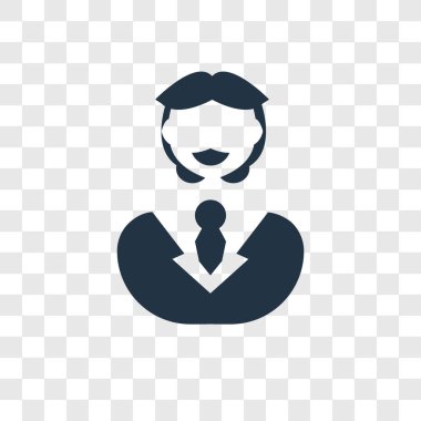 Saydam arka plan üzerinde işadamı şeffaflık logo kavramı izole iş adamı vektör simgesi