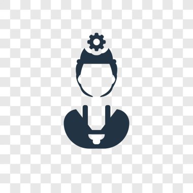 Saydam arka plan üzerinde mühendis şeffaflık logo kavramı izole mühendis vektör simgesi