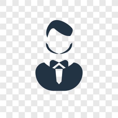 Saydam arka plan üzerinde işadamı şeffaflık logo kavramı izole iş adamı vektör simgesi