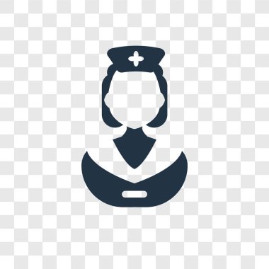 Saydam arka plan üzerinde hemşire şeffaflık logo kavramı izole hemşire vektör simgesi