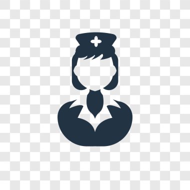 Saydam arka plan üzerinde hemşire şeffaflık logo kavramı izole hemşire vektör simgesi