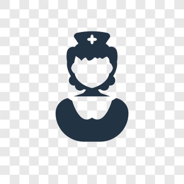 Saydam arka plan üzerinde hemşire şeffaflık logo kavramı izole hemşire vektör simgesi