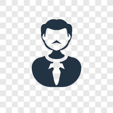 Saydam arka plan üzerinde işadamı şeffaflık logo kavramı izole iş adamı vektör simgesi