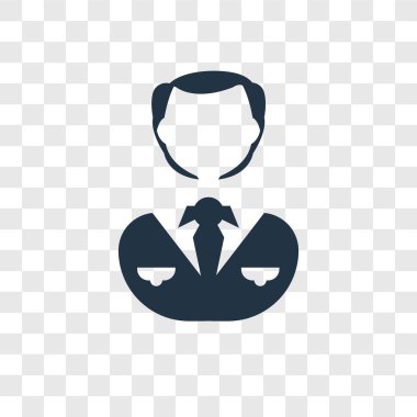 Saydam arka plan üzerinde işadamı şeffaflık logo kavramı izole iş adamı vektör simgesi