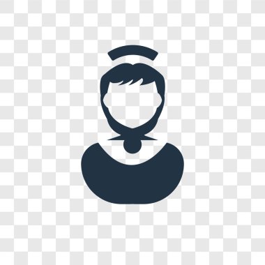 Saydam arka plan üzerinde hemşire şeffaflık logo kavramı izole hemşire vektör simgesi