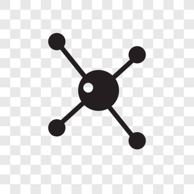 Saydam arka plan üzerinde moleküler bağ şeffaflık logo kavramı izole moleküler bağ vektör simgesi