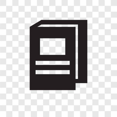 Şeffaf arka plan, sert kapak kitap şeffaflık logo kavramı izole sert kapak kitap vektör simgesi