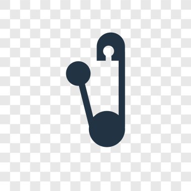 Saydam arka plan üzerinde çengelli iğne şeffaflık logo kavramı izole çengelli iğne vektör simgesi