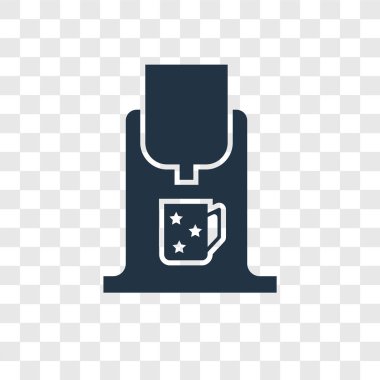 Saydam arka plan üzerinde kahve makinesi şeffaflık logo kavramı izole kahve makinesi vektör simgesi