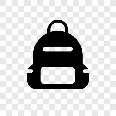 Saydam arka plan üzerinde sırt çantası şeffaflık logo kavramı izole sırt çantası vektör simgesi