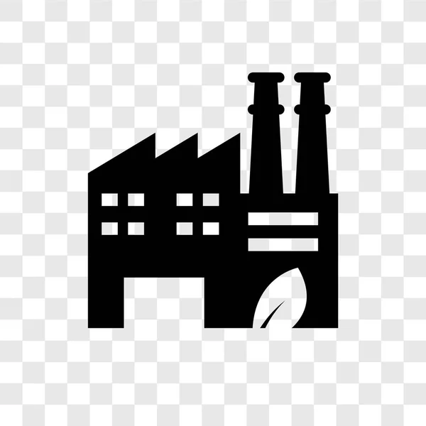 Eco Fabriek Vector Pictogram Geïsoleerd Transparante Achtergrond Eco Fabriek Transparantie — Stockvector