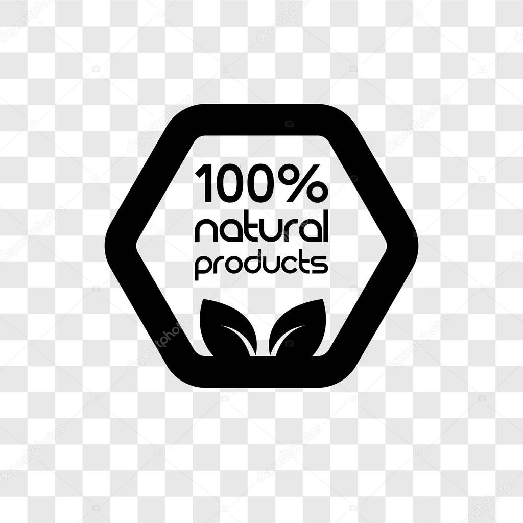 100 percent natural vector icon isolated on transparent background, 100 percent natural transparency logo concept