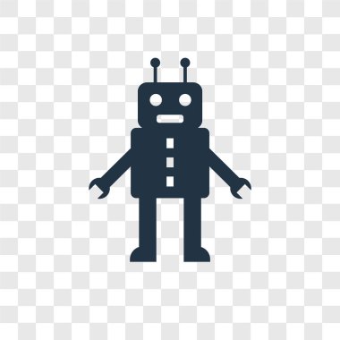 robot oyuncak simge modaya uygun bir tasarım tarzı. robot oyuncak simgesi üzerinde şeffaf arka plan izole. robot oyuncak vektör simgesi basit ve modern düz simgesi web sitesi, mobil, logo, app, UI. robot oyuncak simge vektör çizim, Eps10.