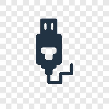 modaya uygun bir tasarım tarzı USB bağlantı simgesi. usb bağlantısı simgesini şeffaf arka plan üzerinde izole. USB bağlantı vektör simgesi basit ve modern düz simgesi web sitesi, mobil, logo, app, UI. USB bağlantı simge vektör çizim, Eps10.