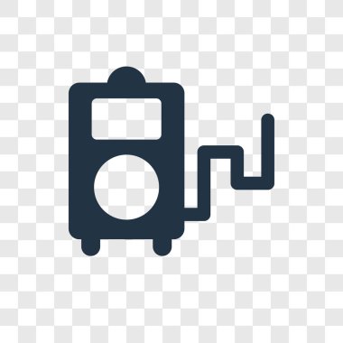 Saydam arka plan üzerinde taşınabilir müzik çalar şeffaflık logo kavramı izole taşınabilir müzik çalar vektör simgesi