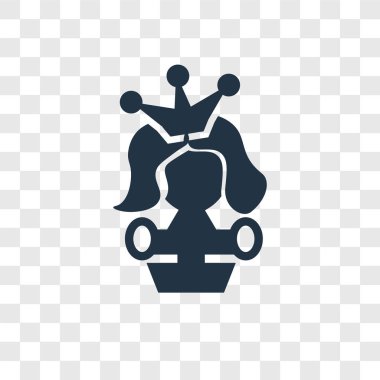 Prenses simgesi modaya uygun bir tasarım tarzı. Prenses simgesi üzerinde şeffaf arka plan izole. Prenses vektör simgesi basit ve modern düz simgesi web sitesi, mobil, logo, app, UI. Prenses simge vektör çizim, Eps10.