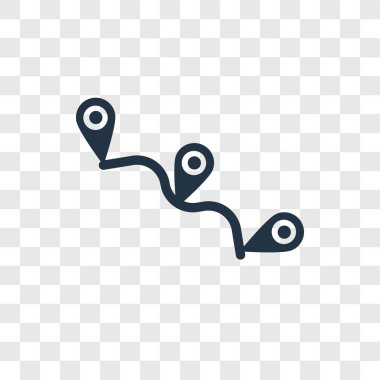 modaya uygun bir tasarım tarzı yol simgesi. saydam arka plan üzerinde izole yol simgesi. rota vektör simgesi basit ve modern düz simgesi web sitesi, mobil, logo, app, UI. rota simge vektör çizim, Eps10.