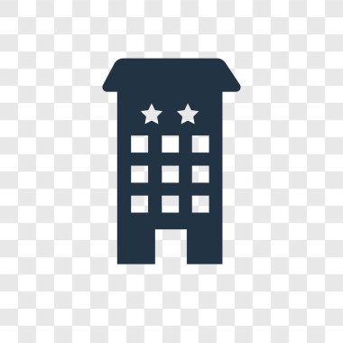 Hotel Icon modaya uygun bir tasarım tarzı. hotel Icon şeffaf arka plan üzerinde izole. Otel vektör simgesi basit ve modern düz simgesi web sitesi, mobil, logo, app, UI. Otel simge vektör çizim, Eps10.