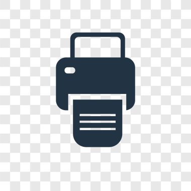 Yazıcı simgesi modaya uygun bir tasarım tarzı. Yazıcı simgesi üzerinde şeffaf arka plan izole. Yazıcı vektör simgesi basit ve modern düz simgesi web sitesi, mobil, logo, app, UI. Yazıcı simgesi vektör çizim, Eps10.